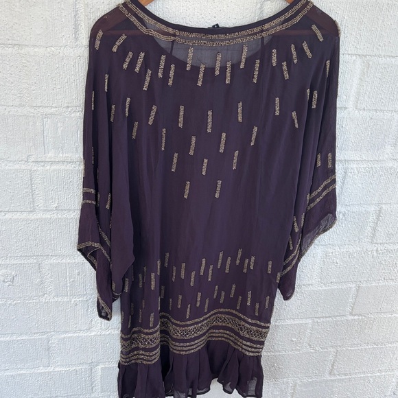 French Connection Beaded Sheer Purple Tunic  Dress sz 8 - Picture 8 of 9